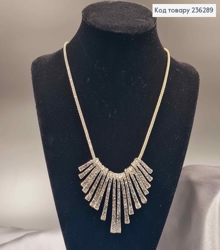 Бижутерия на шею, 45+5 см, с подвеской лучиками в зеленых камнях 236289 фото 1