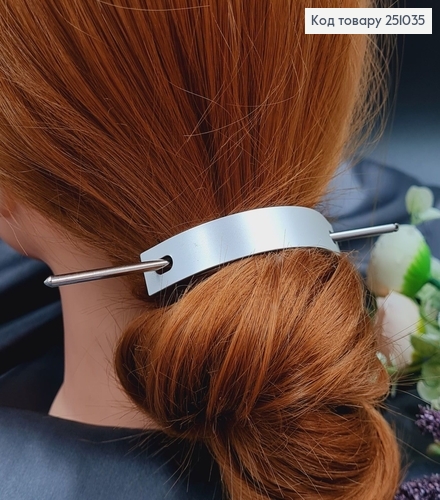 Дуга  метал із заколкою для волосся  срібного  кольору 251035 фото 1