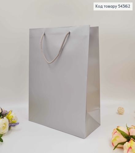 Пакет бумажный, серебряный Металлик 26*32*12см 543162 фото 1