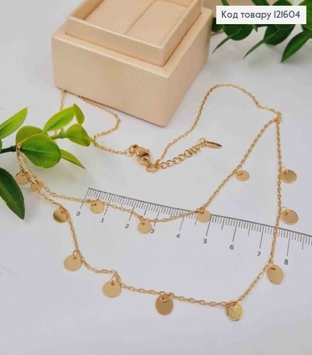 Цепочка двойная, КАЧЕСТВЕННОЕ плетение с Монетками, длина 42+3см, Xuping 18K 121604 фото 1
