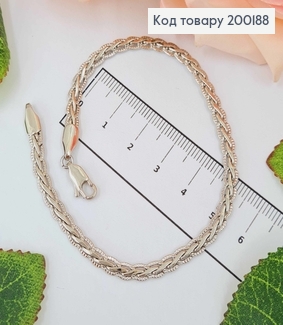 Браслет родований, плетіння Косичка, шир. 4мм, довж. 20,5см, Xuping 18K 200188 фото