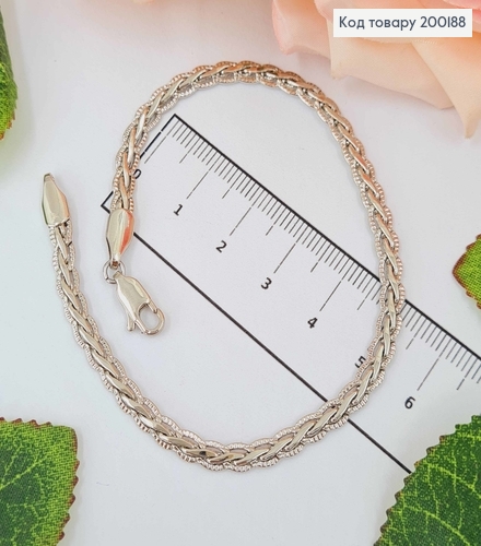 Браслет родованный, плетение Косичка, шир. 4мм, дл. 20,5см, Xuping 18K 200188 фото 1