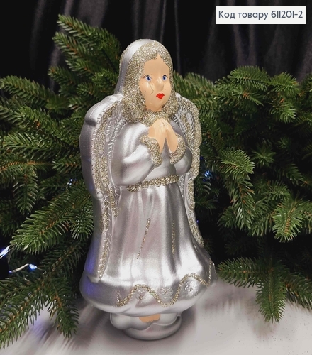 Верхушка на елку Ангел СЕРЕБЛО (цвет), высота 20см, Украина 611201-2 фото 1