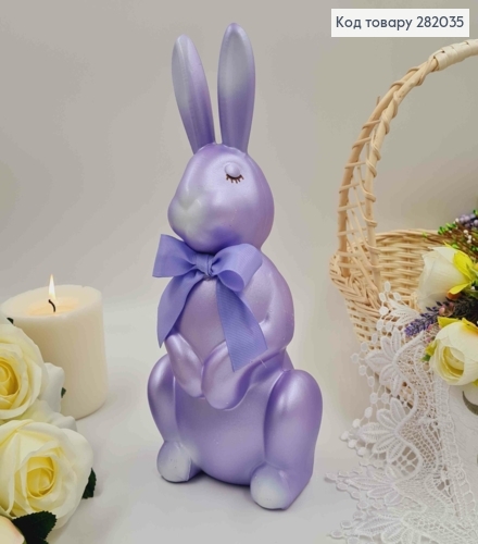 Пасхальная фигура ЗАЯЦ, ЛИЛОВОГО цвета, с бантиком, 29*13см 282035 фото 1