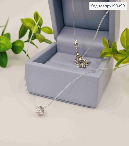 Жилка прозрачная с блестящим камнем (5мм), длина 45+5см, Xuping 190499 фото 1