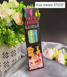 Свечи для торта, 10мин горения, Тоненькие 17см, цветные, 24шт/уп 573237 фото