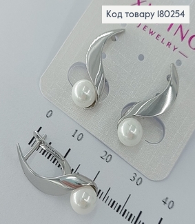 Серьги изысканые с жемчужыной родированые медзолото Xuping  180254 фото