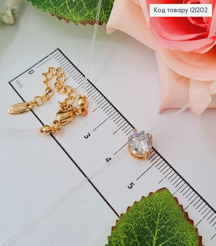 Жилка прозрачная, с круглым камешком 8мм., дл. 45+5см, Xuping 18K 121202 фото 1