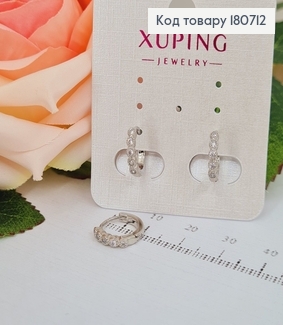 Сережки родовані кільця з камінцями, 1,1см, Xuping 180712 фото