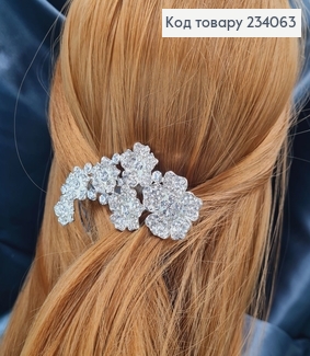 Гребінь для волосся 9см, Квіти, срібного кольору  234063 фото