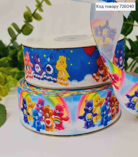 Лента репсовая, с принтом "Заботливые Мишки" (в ассорт.), ширина 2,5см, длина 25 ярдов(23м) 726040 фото 1
