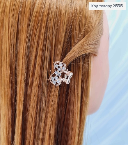 Краб металл, золотого цвета, бантик в камнях, 2см 215315 фото 2