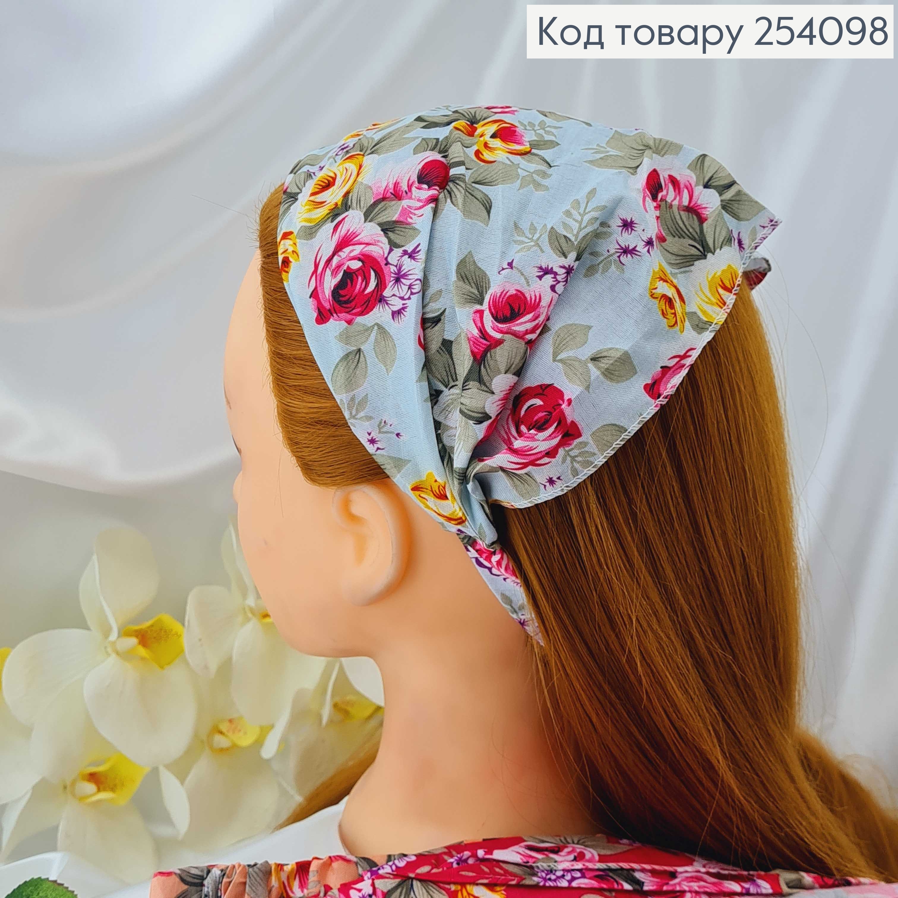 Повязка – чалма, на резинке, с цветочным орнаментом, в ассорт. 254098 фото 3