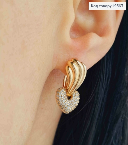 Серьги с подвижной подвеской в Блестящих камнях, дл. 2,1м, английская застежка, Xuping 18K 119563 фото 1