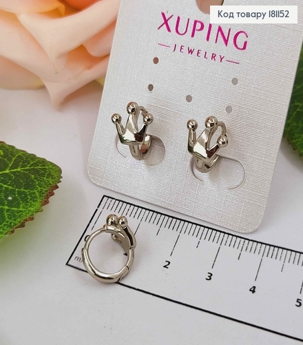 Сережки родовані Кільця 1см, з короною 1см, Xuping  181152 фото 1