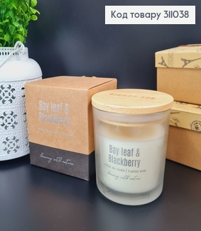 Аромасвеча соевая в банке  с двома фетилями Лавр и Черника,300грам,40год. Bispol sn173-325 311038 фото