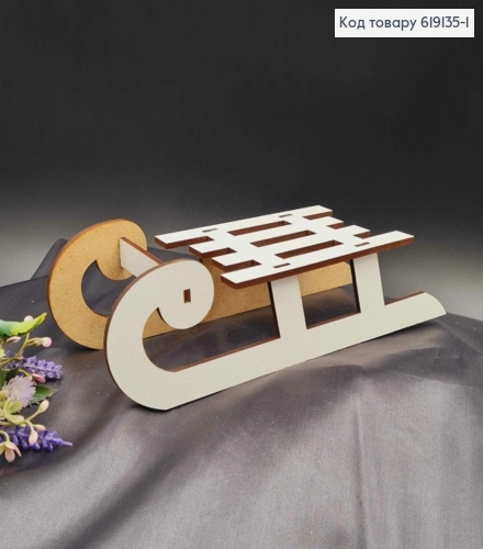 Игрушка на елку, деревянные Санки, 21*8см, Украина. 619135-1 фото 1