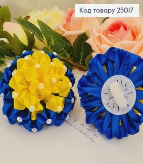 Резинка Бант Обьемний 9см(желто-синий), с камнями , 6,5см, Украина 25017 фото