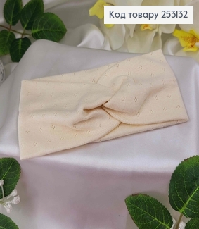 Повязка детская трикотаж(натур. ткан.) Чалма Молочная,16*8,5см ручная работа. Украина 253132 фото