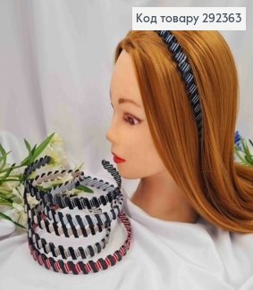 Обруч пластик, обтянутый Полосатой лентой, 1,4см, Цвета в ассортименте 292363 фото