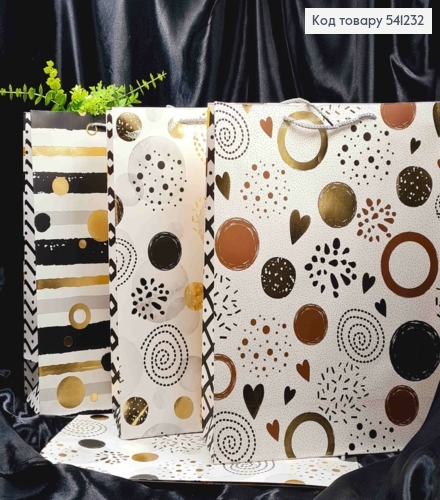 Пакет бумажный с хаотическим Черно-Золотым принтом, 40*31*12см, в ассортименте 541232 фото 1
