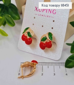 Серьги "Черешеньки", 1,6см, английская застежка, XUPING 18K 118451 фото