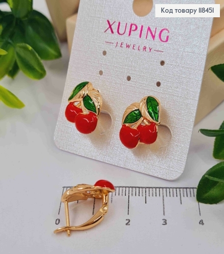 Серьги "Черешеньки", 1,6см, английская застежка, XUPING 18K 118451 фото 1