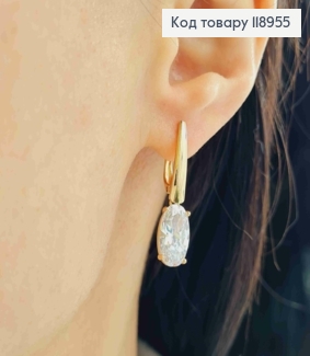 Серьги с подвесным Блестящим камнем, 1,6+1,2см, английская застежка, Xuping 18K 118955 фото