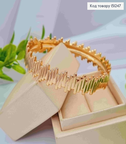 Браслет круглий фактурний, діаметр 6,5см, довжина 20см, Xuping 18К 151247 фото 2