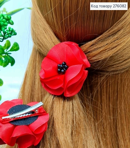 Резинка з квіткою МАК, Червоного кольору, резинка 3см, Мак 5,5см 276082 фото 1