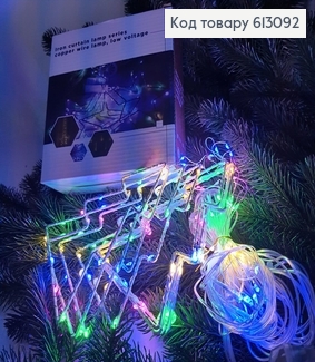 Гирлянда шторка Елка (8 шт) белая проволока 4*0,5-0,65 м цветная(с удлинителем) 613092 фото