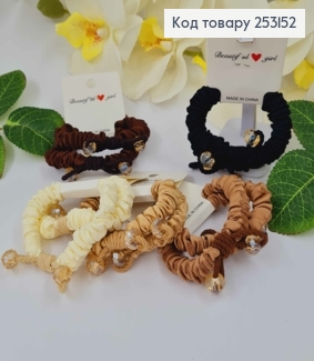 Резинка жатка, атлас з шнурочком та стеклярусом, 6,5см, кольори в асорт. 2шт/наб. 253152 фото