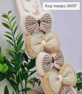 Набор резинок (10шт), пушистый БАНТИК, пастельные цвета, резинка 4см, баник 8см 261317 фото