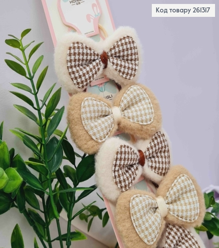 Набор резинок (10шт), пушистый БАНТИК, пастельные цвета, резинка 4см, баник 8см 261317 фото 1