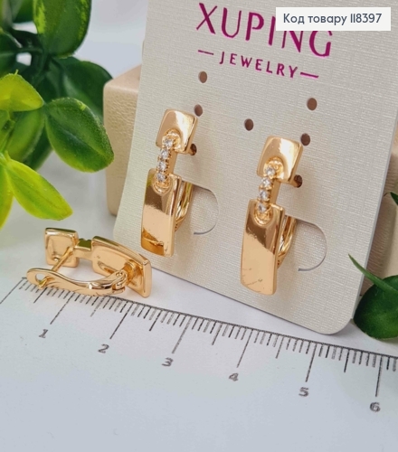Серьги украшены Блестящими камешками, 2,1см, английская застежка, Xuping 18К 118397 фото 1