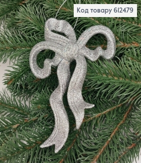 Новогодняя фигура Блеск Бантик СЕРЕБРО, 14,5*10,5см, Украина 612479 фото