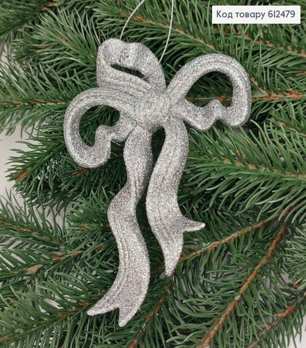 Новогодняя фигура Блеск Бантик СЕРЕБРО, 14,5*10,5см, Украина 612479 фото 1