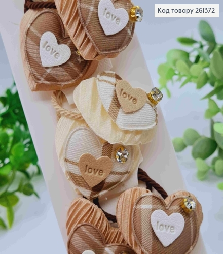 Набор резинок (20шт), СЕРДЦЕ с камешком, Пастельные цвета, резинка 3см, сердце 4,5*3,5см 261372 фото 1