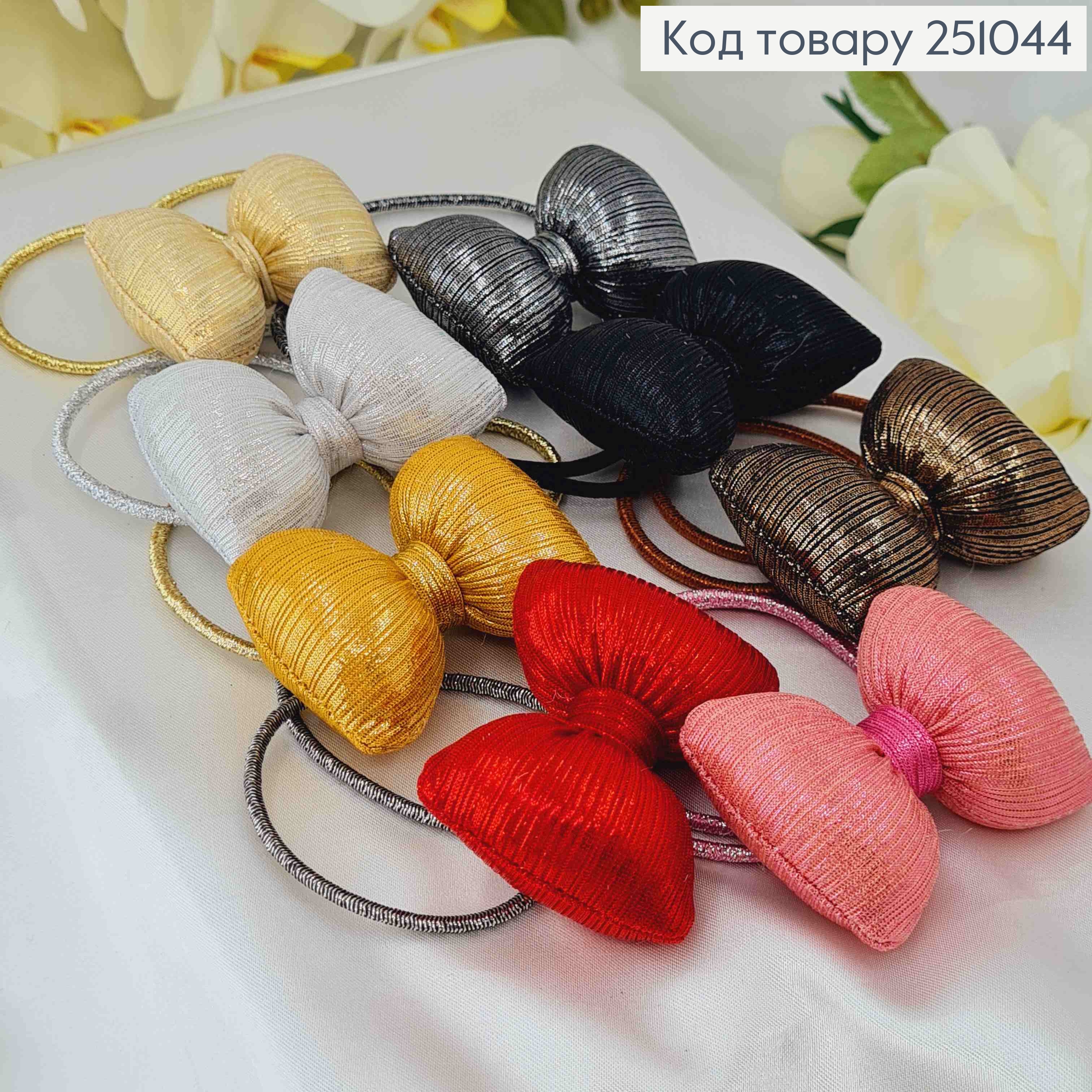 Резинка двойная, с бантиком с люрексом, 5,5см, цвета в ассорт. 251044 фото 2
