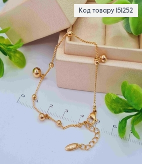 Браслет Панцирное плетение Бусинками, длина 17+3см, Xuping 18К 151252 фото