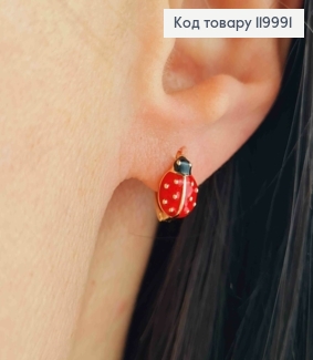 Серьги кольца "Бедрик" (9мм), с красной эмалью, диаметр 1см, Xuping 18K 119991 фото