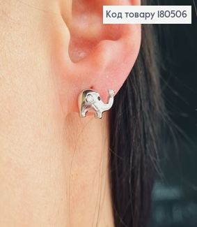 Серьги родованные гвоздики Слоники с камнями и Xuping  180506 фото
