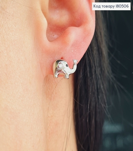 Серьги родованные гвоздики Слоники с камнями и Xuping  180506 фото 1