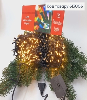 Гирлянда 500 LED 27 м черная проволока белая теплая 613006 фото