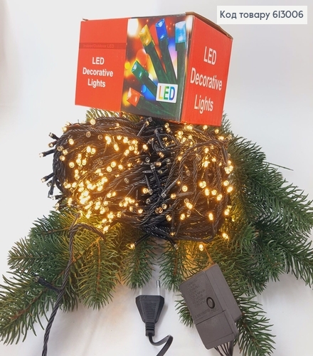 Гирлянда 500 LED 27 м черная проволока белая теплая 613006 фото 1