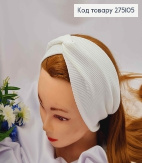 Повязка чалма трикотаж, Белая, диаметр 42см, ширина 11см, ручная работа, Украина. 275105 фото