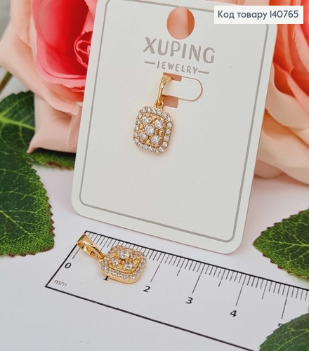 Кулон, квадратной формы в камешках, 0,9см Xuping 18K 140765 фото 1