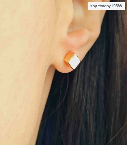 Серьги гвозди "Куб", 0,5*0,5см, Xuping 18К 119388 фото 1