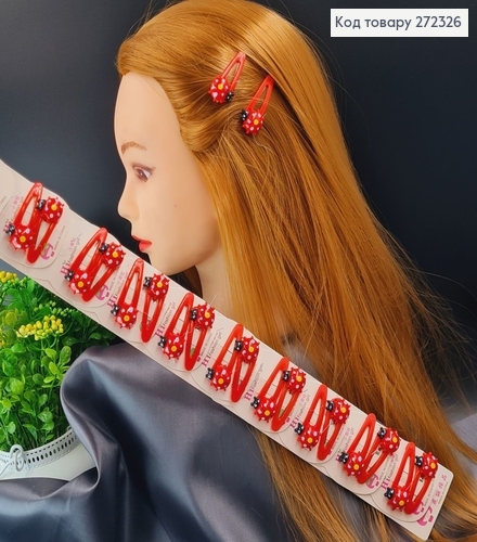 Заколка ток так детская  Божьия коровка  в асс.(10пар) 272326 фото 1