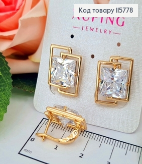 Серьги "Кристо" с квадратным большим камешком, 1,7см, англ. зам. Xuping 18К 115778 фото